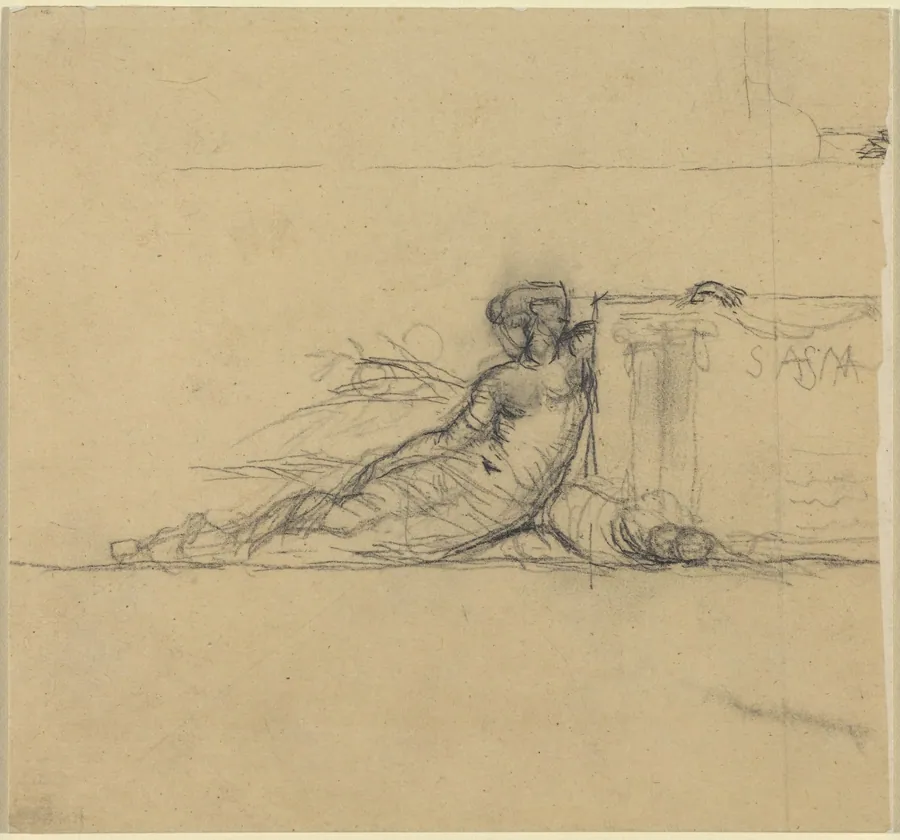 Seated Female Figure for "San Francisco" by Charles Meryon