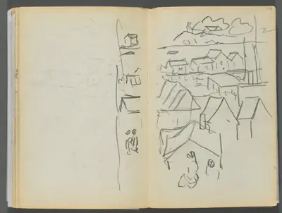 Sketchbook- The Granite Shore Hotel, Rockport, page 174 & 175: Houses