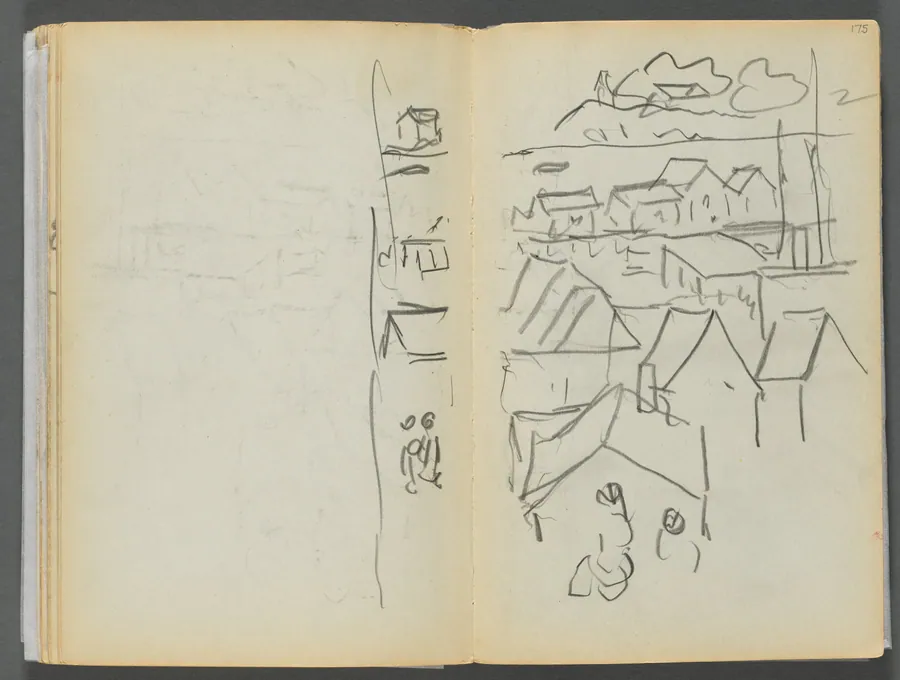 Sketchbook- The Granite Shore Hotel, Rockport, page 174 & 175: Houses by Maurice Prendergast