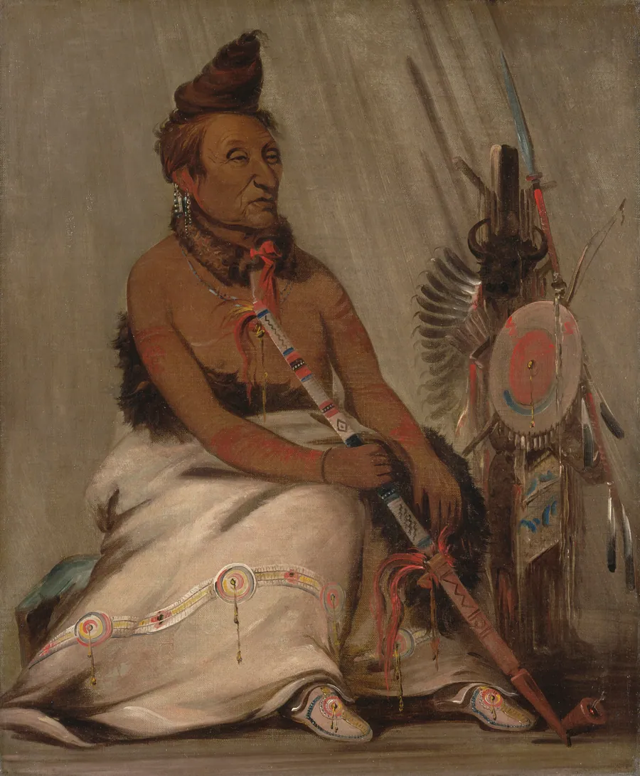 Eh-toh'k-pah-she-pée-shah, Black Moccasin, aged Chief by George Catlin, born Wilkes-Barre, PA 1796-died Jersey City, NJ 1872