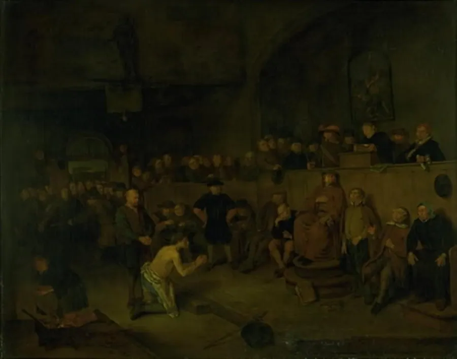 En rettergang by Egbert van I Heemskerck