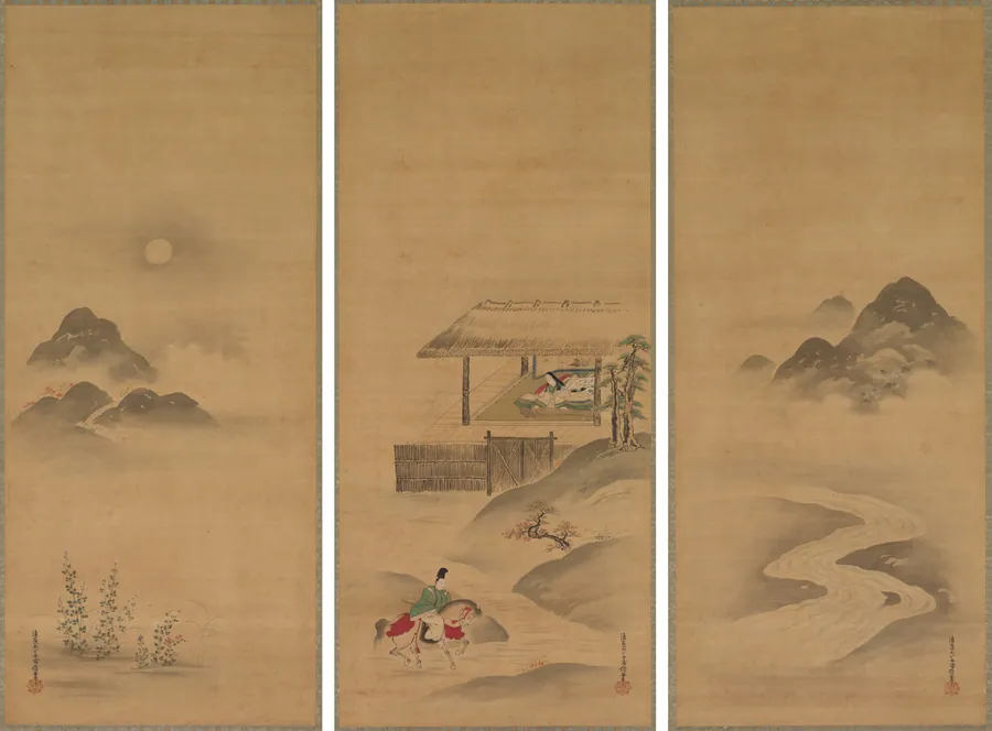 Minamoto no Nakakuni Visits Lady Kogō by Kiyohara Yukinobu