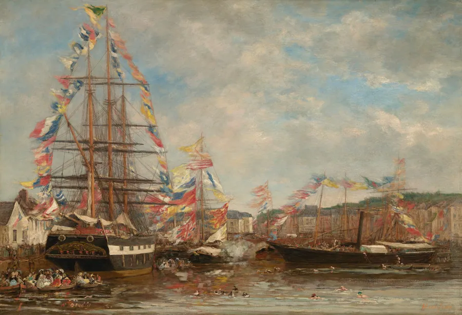 Festival in the Harbor of Honfleur by Eugène Boudin