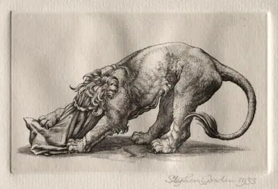 Illustration for "Peronnik the Fool":  A Lion Tearing at a Sack