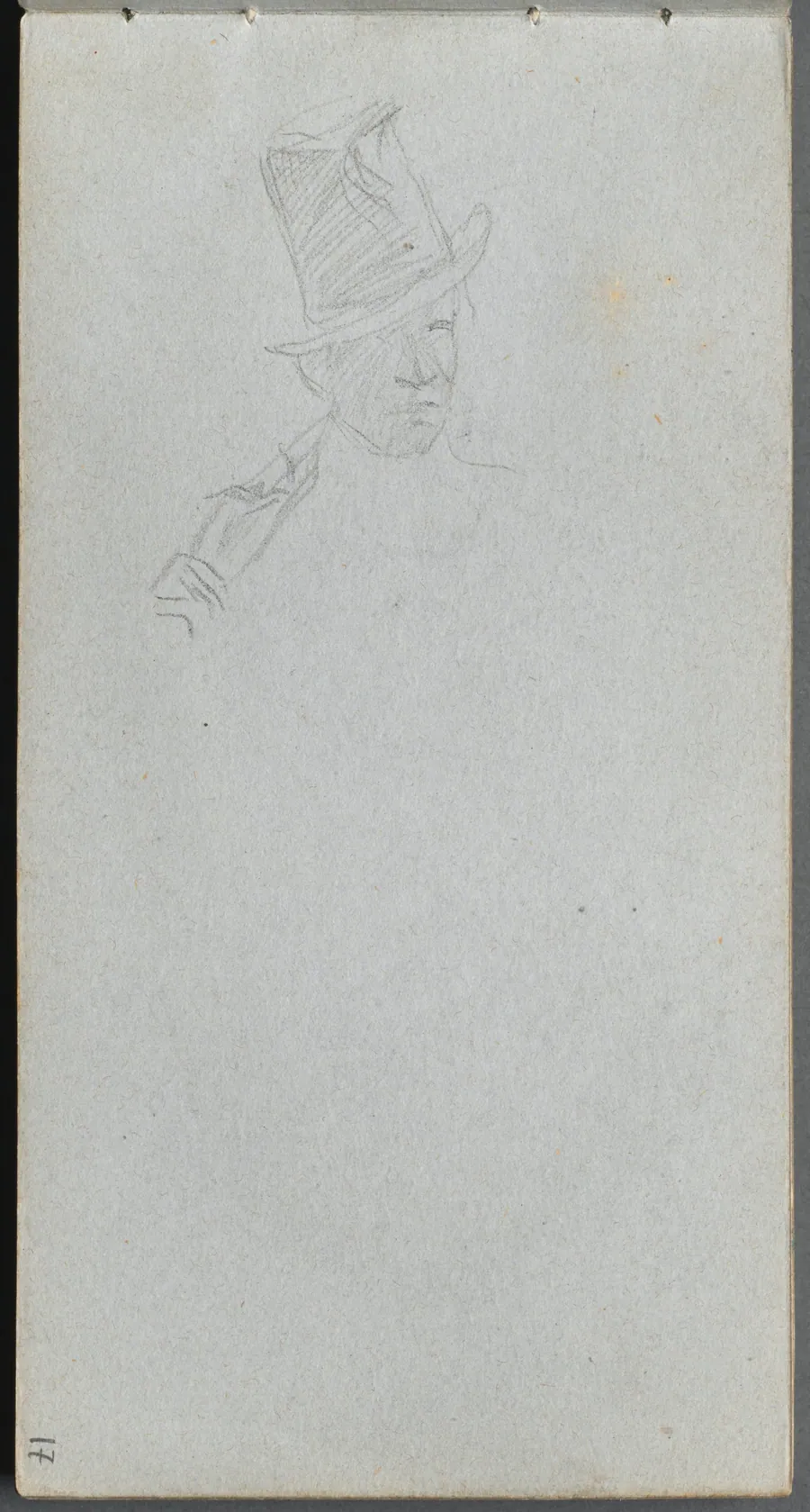 Sketchbook, page 17: Bust of a Man in Top Hat by Ernest Meissonier