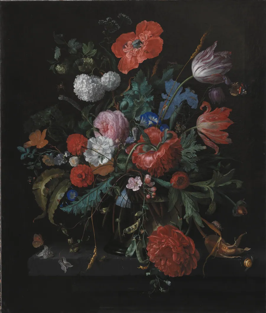 En blomsterbuket by Jacob van Walscapelle