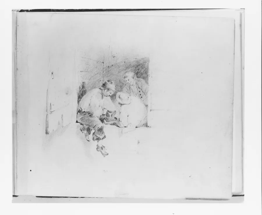 Boys Playing in a Doorway (from Sketchbook) by Francis William Edmonds