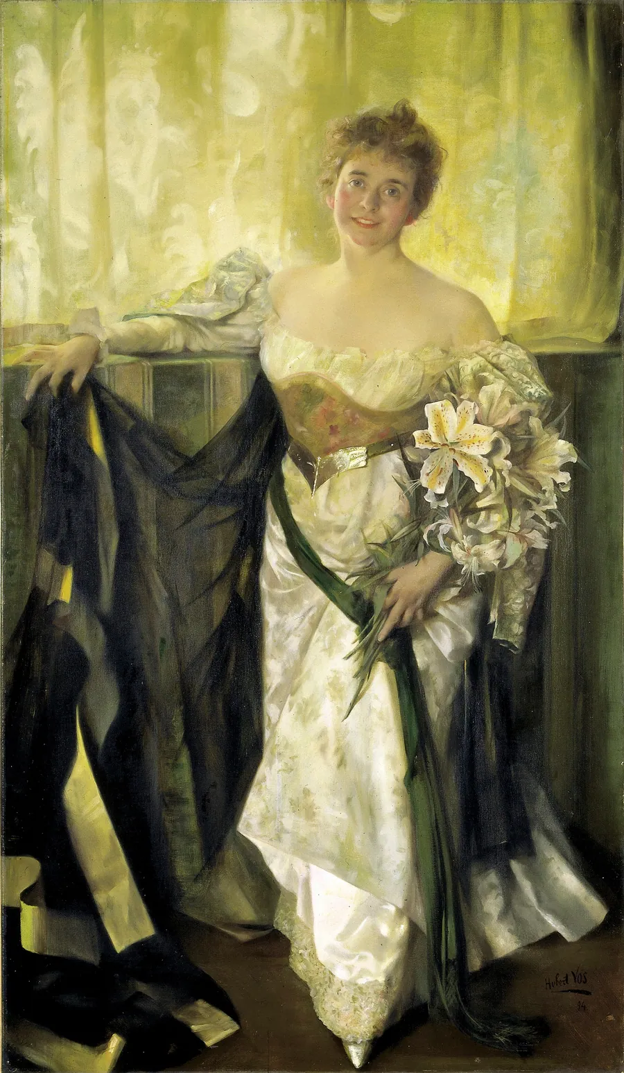 Alice Barney in White Satin by Hubert Vos, born Maastricht, Netherlands 1855-died New York City 1935