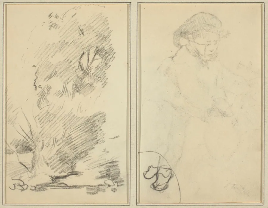 Trees; Sketch of Breton Boy [verso] by Paul Gauguin
