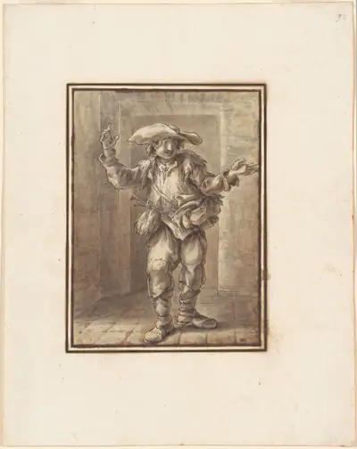 Caricature of a Peasant with a Broad Hat