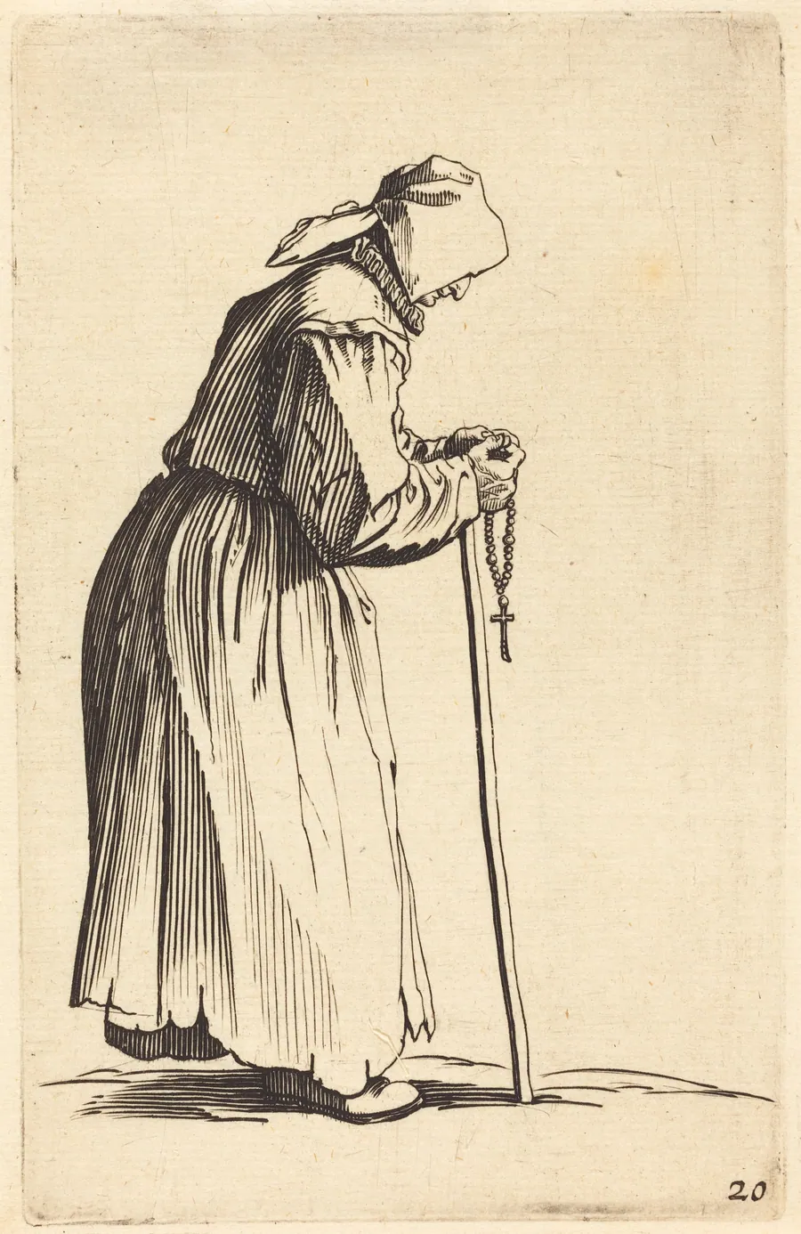 Beggar Woman with Rosary by French 17th Century