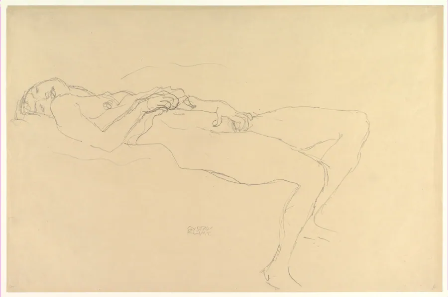 Reclining Nude by Gustav Klimt