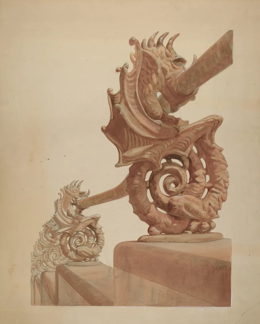 Iron Fence - Sea Horse Design by Carl Hobby