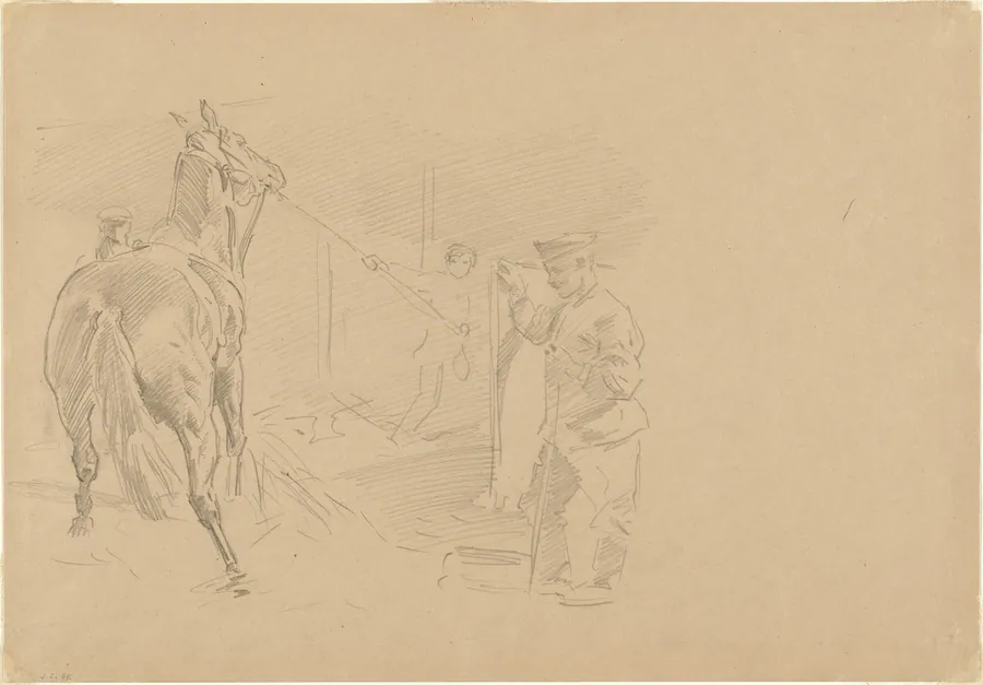 Man Pulling a Horse into a Stall by John Singer Sargent