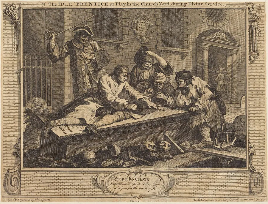 The Idle 'Prentice at Play in the Church Yard, during Divine Service by William Hogarth