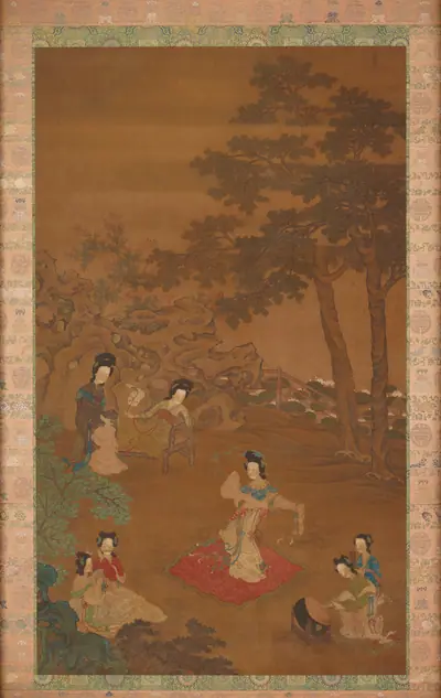 Dancer and musicians in a garden