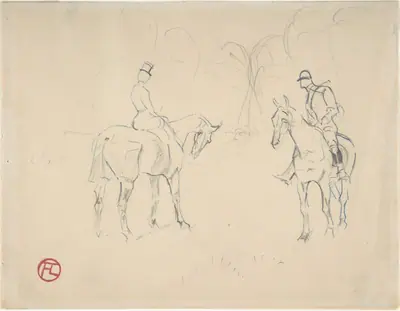 A Woman and a Man on Horseback