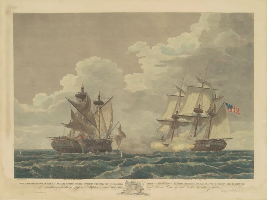 The U.S. Frigate United States Capturing His Britannic Majesty's Frigate Macedonian by Samuel Seymour