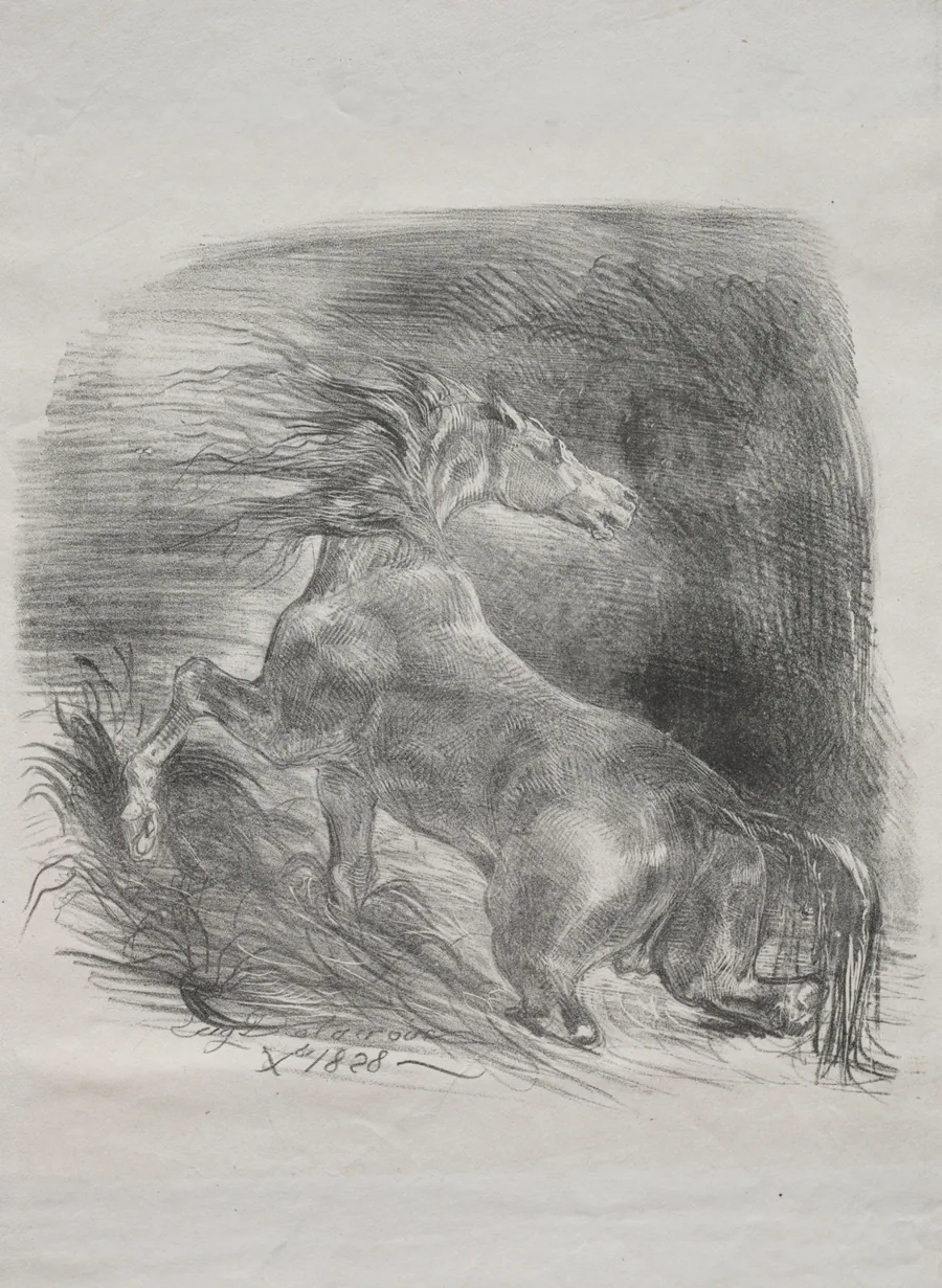 The Wild Horse, or Frightened Horse Leaving the Water by Eugène Delacroix
