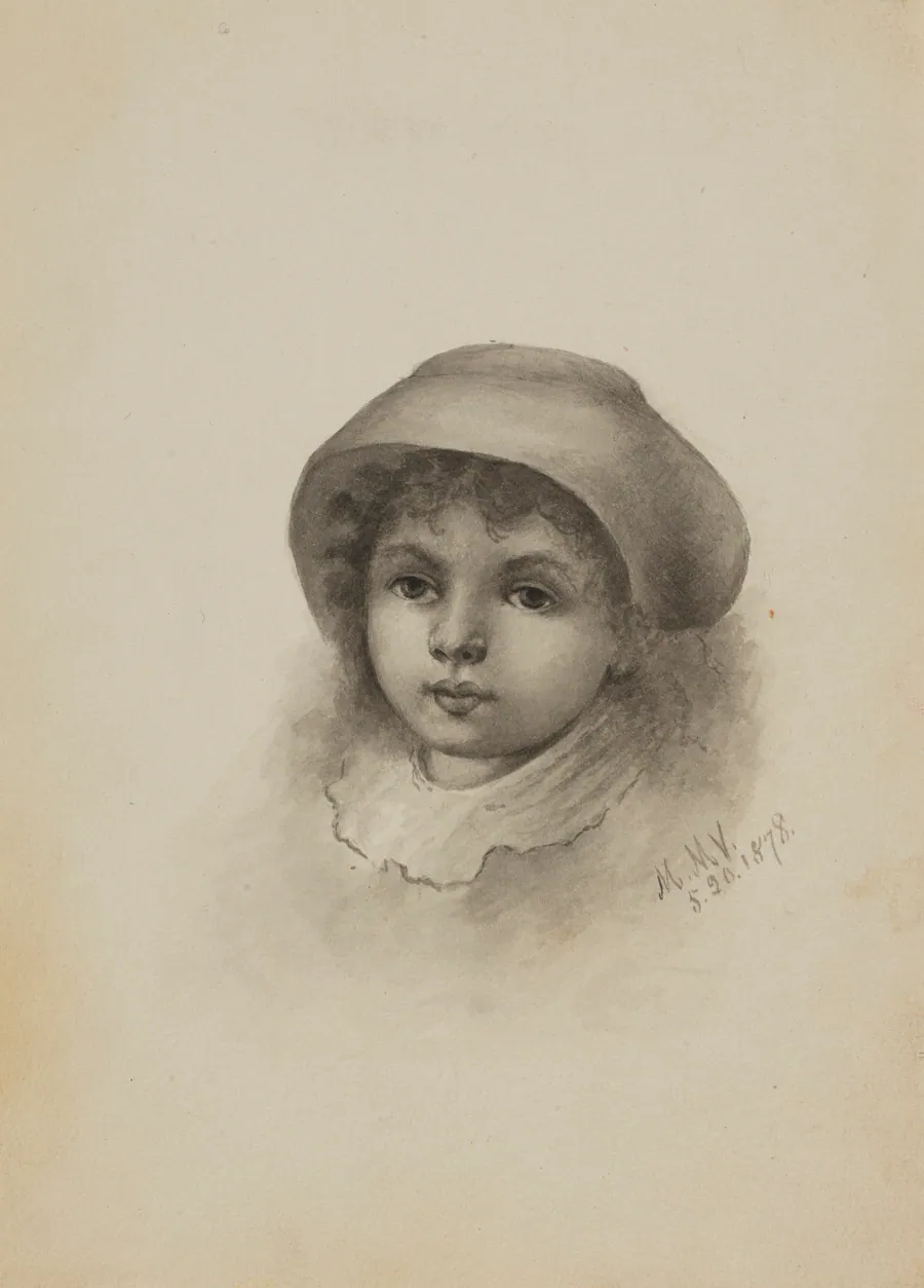 Untitled (Head of a Child with Hat) by Mary Vaux Walcott, born Philadelphia, PA 1860-died St. Andrews, New Brunswick, Canada 1940