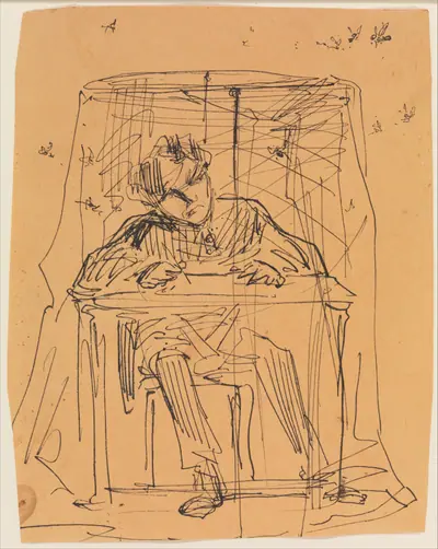 Man at Table beneath Mosquito Net (from Sketchbook)