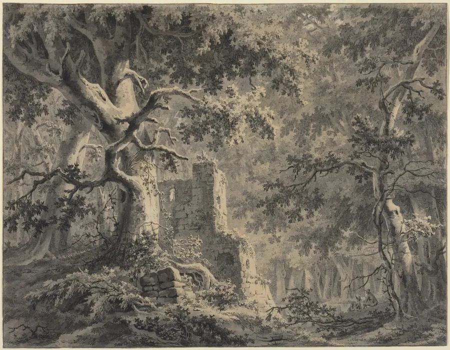 Ruins by a Woodland Stream by Paulus van Liender