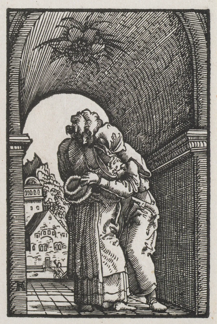 The Fall and Redemption of Man:  The Embrace of Joachim and Anne at the Golden Gate by Albrecht Altdorfer