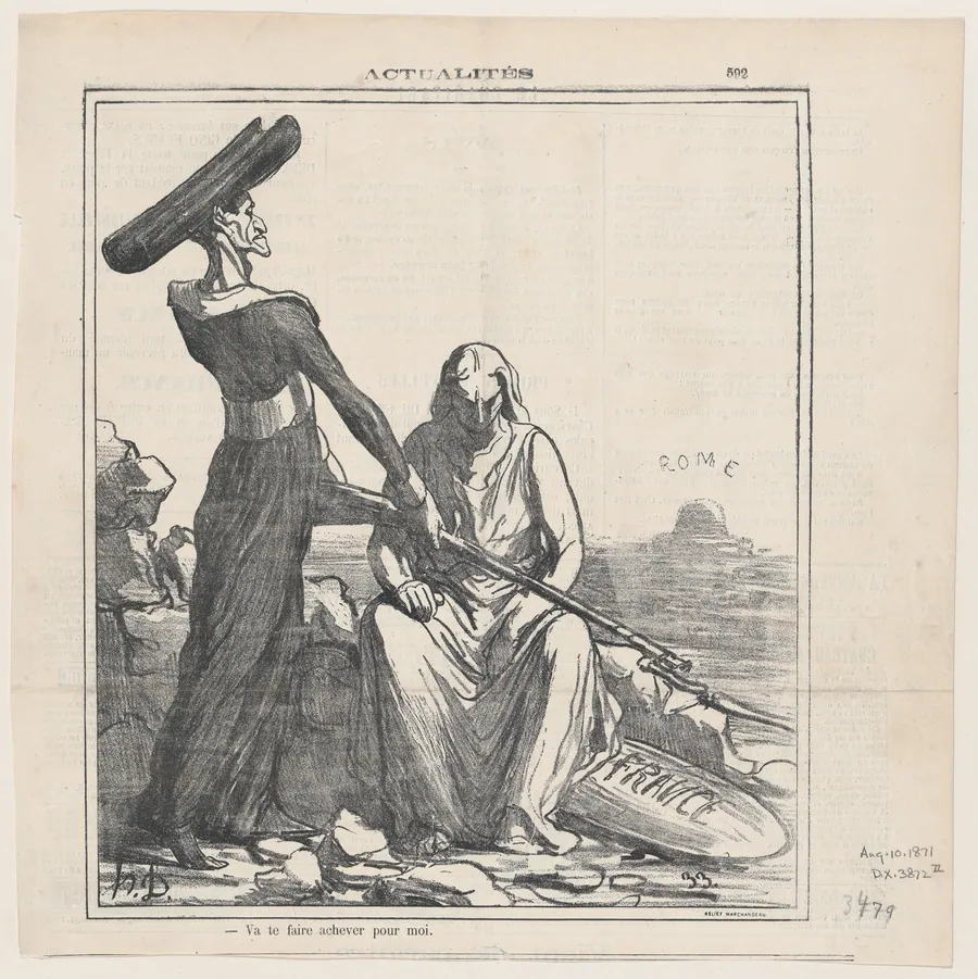 Go and get yourself killed for me, from 'News of the day,' published in Le Charivari, August 10, 1871 by Honoré Daumier