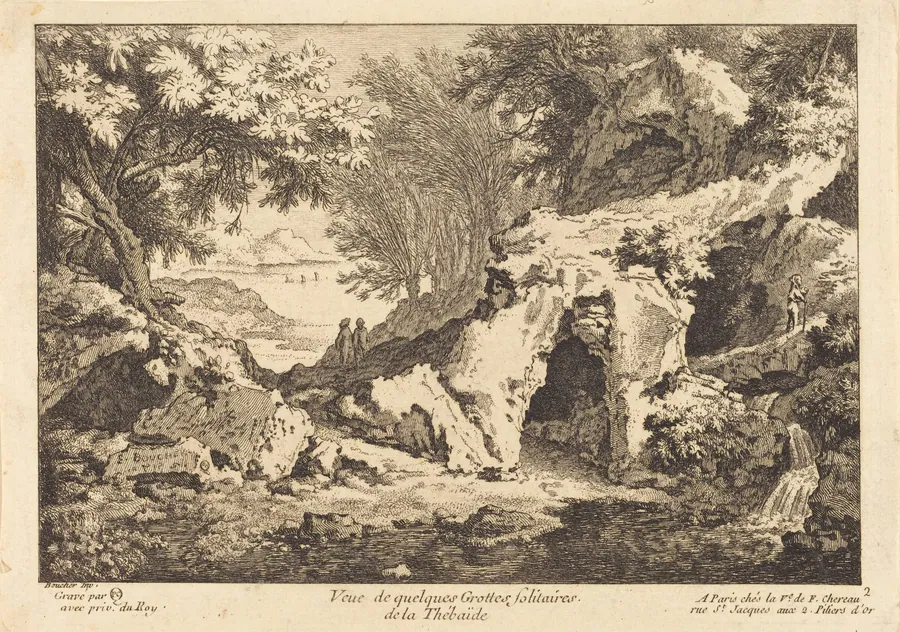 Veue de quelques Grottes solitaires de la Thebaide by Quentin-Pierre Chedel