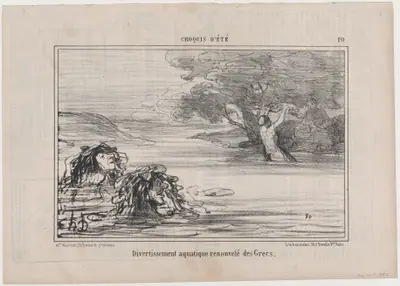 Divertissement aquatique renouvelé des Grecs, from Croquis d'Été, published in Le Charivari, August 16-17, 1857
