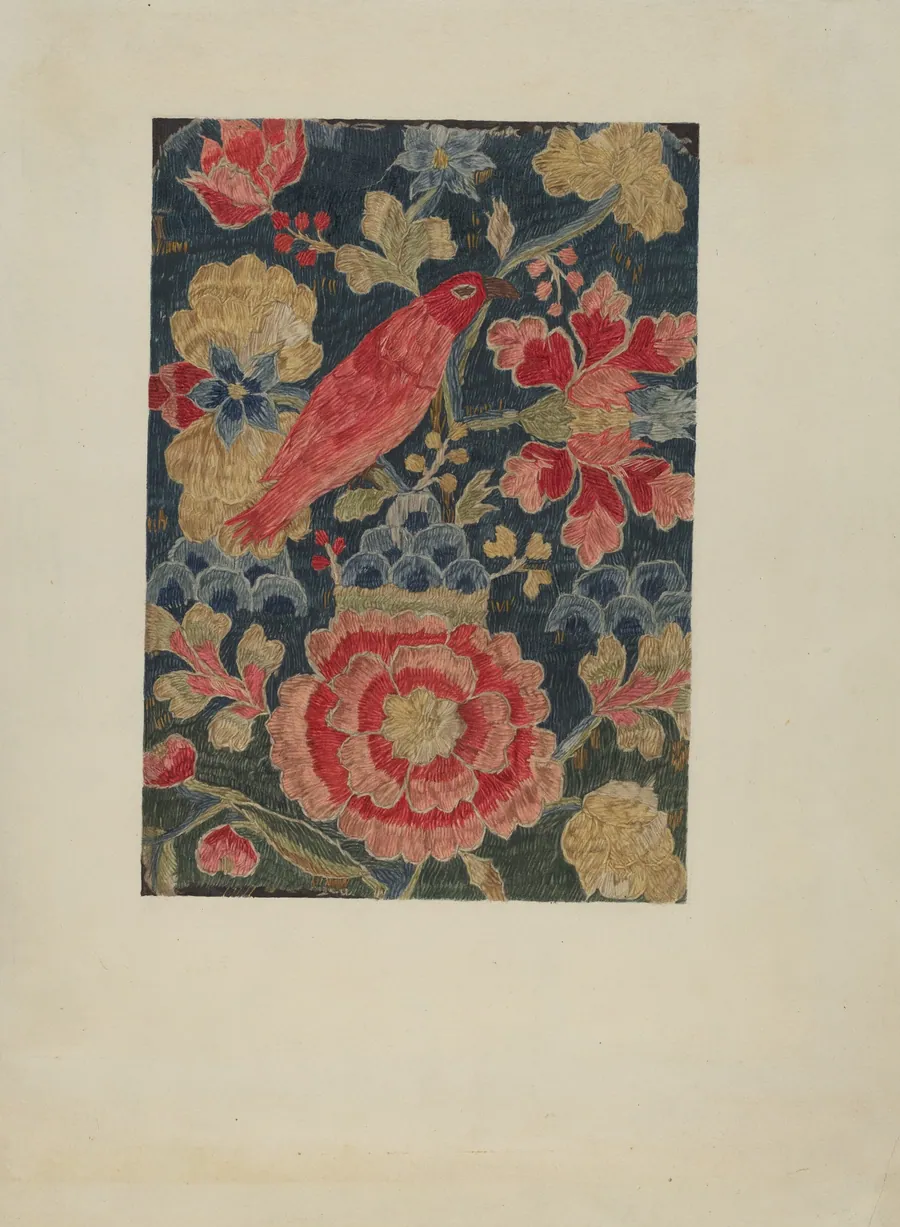 Crewel Embroidered Panel by Phyllis Dorr