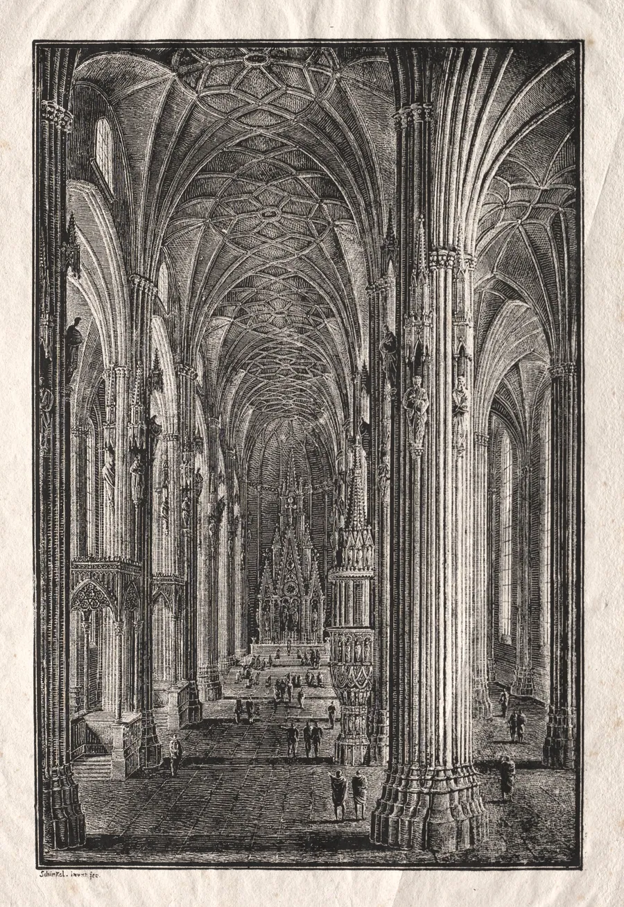 Interior of St. Stephen's Cathedral in Vienna by Karl Friedrich Schinkel