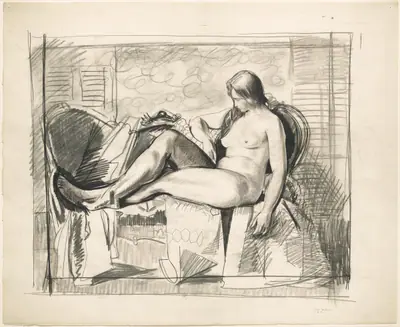 Study for Nude with Hexagonal Quilt