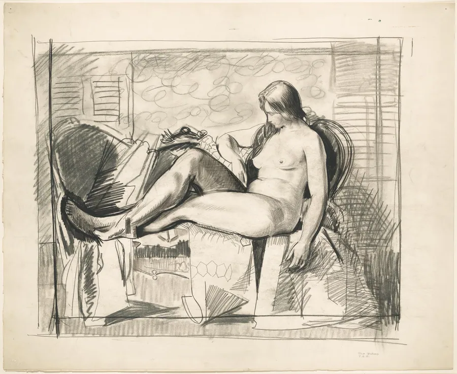 Study for Nude with Hexagonal Quilt by George Bellows