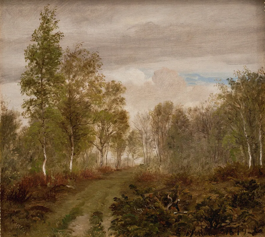 Birketræer på Læsø efter regn by P.C. Skovgaard