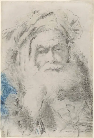 A Bearded Old Man Leaning His Head on His Hand