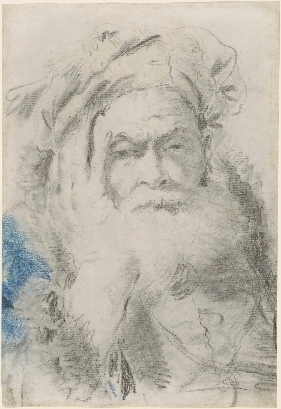 A Bearded Old Man Leaning His Head on His Hand by Lorenzo Baldissera Tiepolo