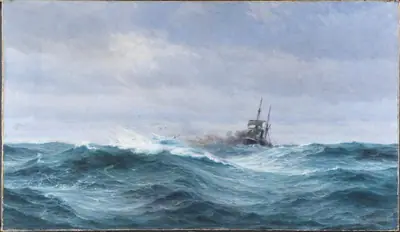 Et skib i storm på Atlanterhavet