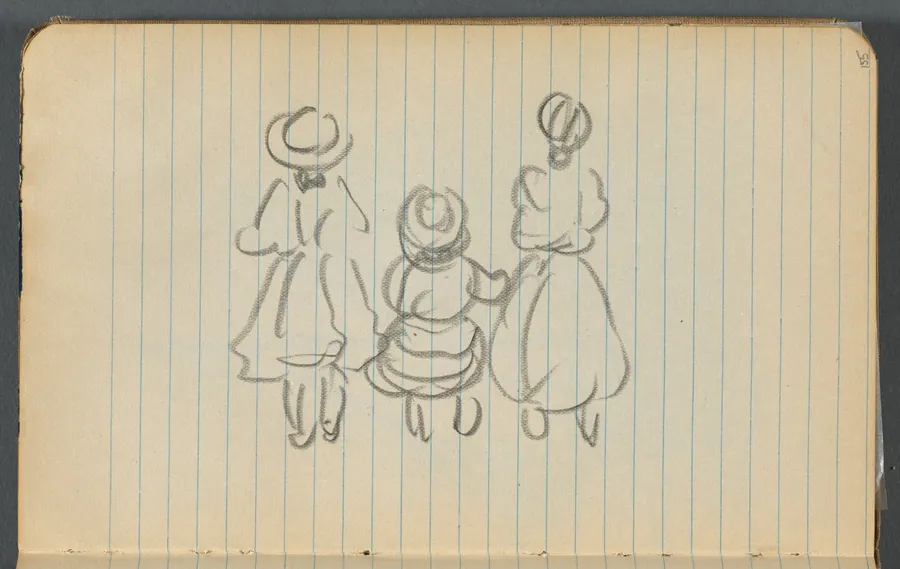 Sketchbook, page 155: Three Female Figures seen from the back by Maurice Prendergast