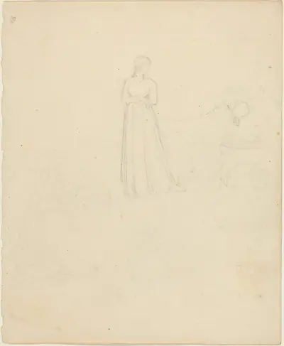 Standing Female Figure Looking at Reclining and Seated Figures