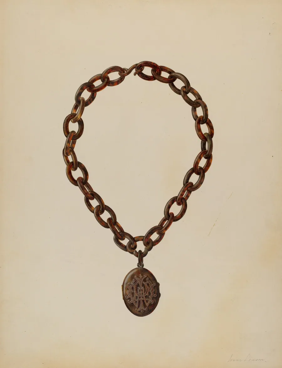 Tortoise Shell Necklace & Locket by James M. Lawson