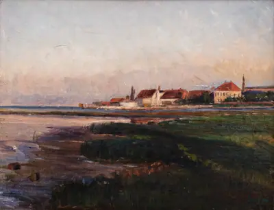Kastrup Værk. Aftensol