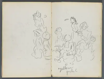 Sketchbook, The Dells, N° 127, page 074 & 75: Figures with color notations