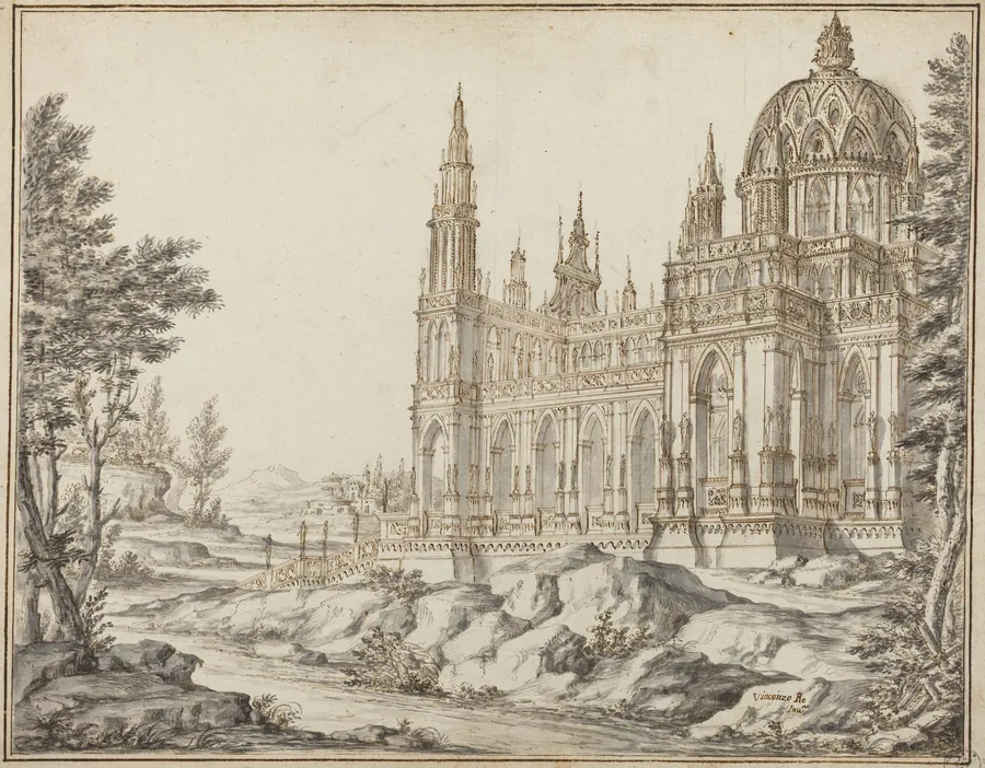 Cathedral in a Landscape by Vincenzo dal Re