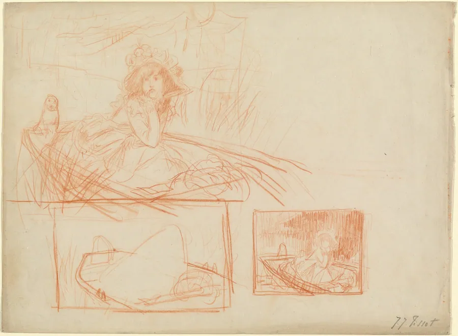 Pensive Girl Adrift in a Boat by James Jacques Joseph Tissot
