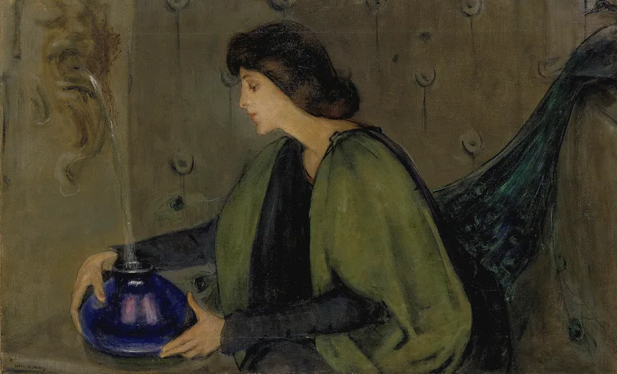 Woman and Peacock by Alice Pike Barney, born Cincinnati, OH 1857-died Los Angeles, CA 1931