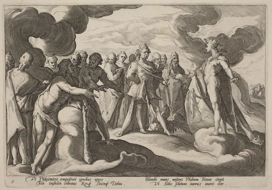 Jupiter and the Gods Asking Helios to Resume Control of the Chariot by Hendrick Goltzius