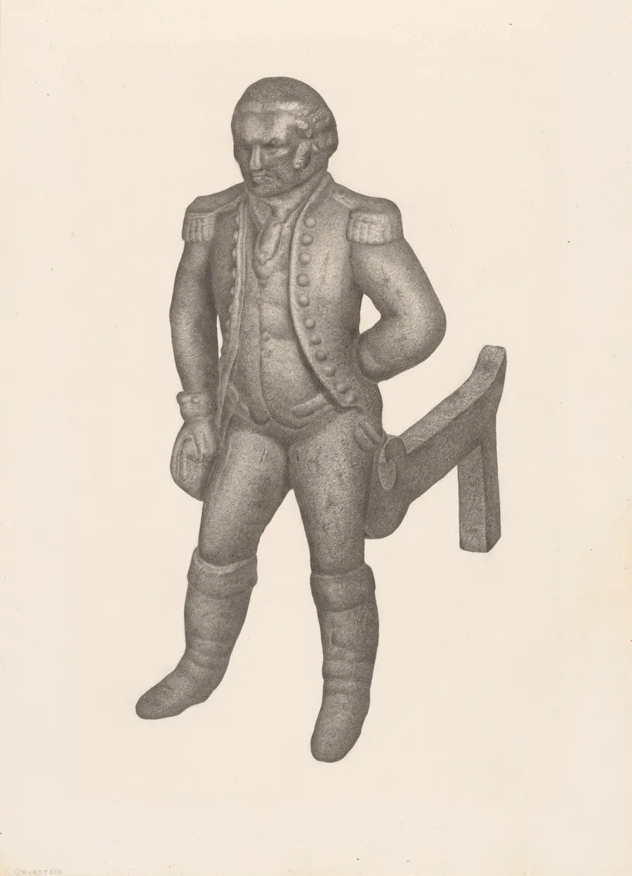 Cast Iron Andiron by Milton Grubstein