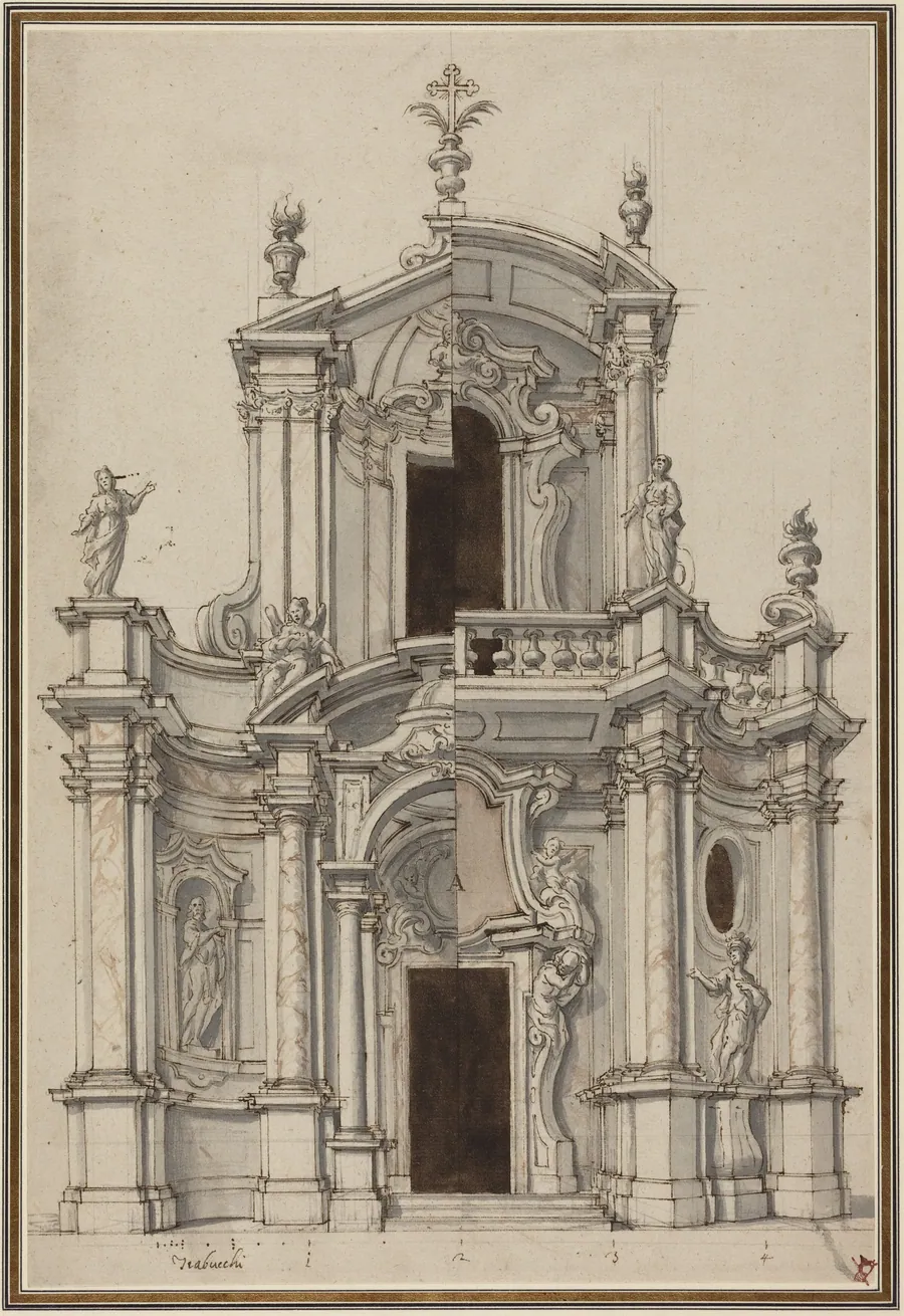 Elevation for a Church Facade, with Alternatives by Piedmontese 18th Century