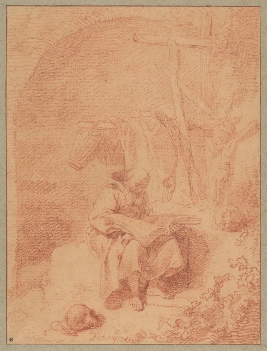 Saint Francis Reading by Christian Wilhelm Ernst Dietrich